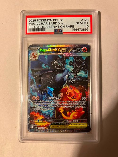 Mega Glurak X Ex 125/094 Fatale Flammen PSA 10 Pokémon Deutsch / Selten / SIR
