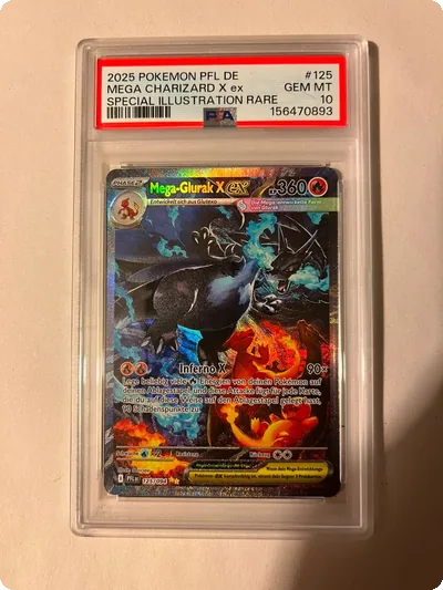 Mega Glurak X Ex 125/094 Fatale Flammen PSA 10 Pokémon Deutsch / Selten / SIR
